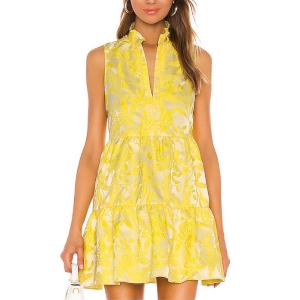 Amanda Uprichard Revolve sleeveless saffron floral v-neck dress